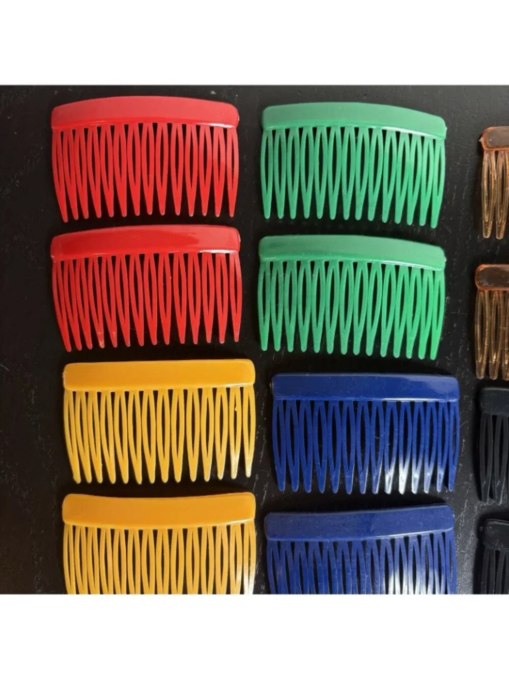 Vintage 80s Lot of Rainbow Colored Plastic Womens Hair Combs/Side Combs